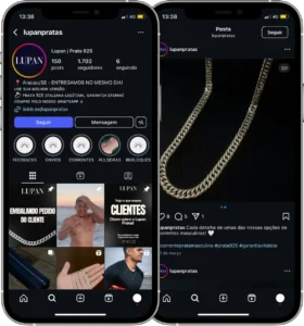 Perfil da Lupan Pratas no Instagram, cliente da Transcend E-commerce
