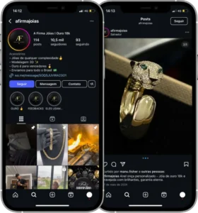 Perfil da A Firma Joias no Instagram, cliente da Transcend E-commerce