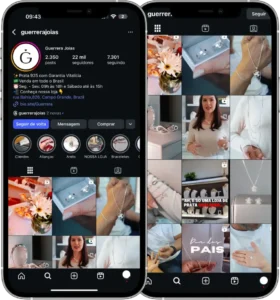 Perfil da Guerrera Joias no Instagram, cliente da Transcend E-commerce