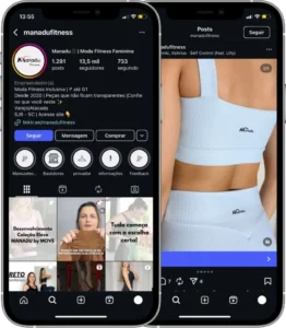 Perfil da Manadu Fitness no Instagram, cliente da Transcend E-commerce