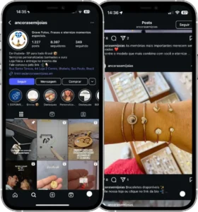 Perfil da Âncora Semijoias no Instagram, cliente da Transcend E-commerce
