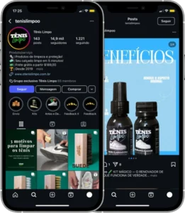 Perfil da Tênis Limpo no Instagram, cliente da Transcend E-commerce