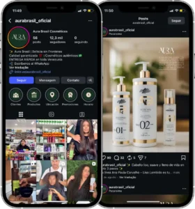 Perfil da Aura Brasil no Instagram, cliente da Transcend E-commerce