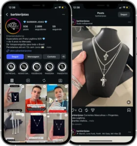 Perfil da Barbieri Joias no Instagram, cliente da Transcend E-commerce