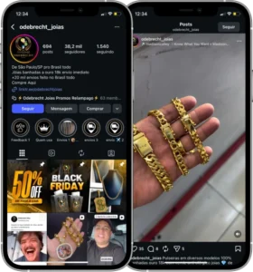 Perfil da Odebretch Joias no Instagram, cliente da Transcend E-commerce