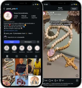 Perfil da Yanni Arte no Instagram, cliente da Transcend E-commerce